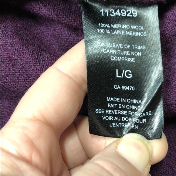 Badgley Mischka 100% Merino Wool purple Sweater - Sz L - Picture 12 of 15